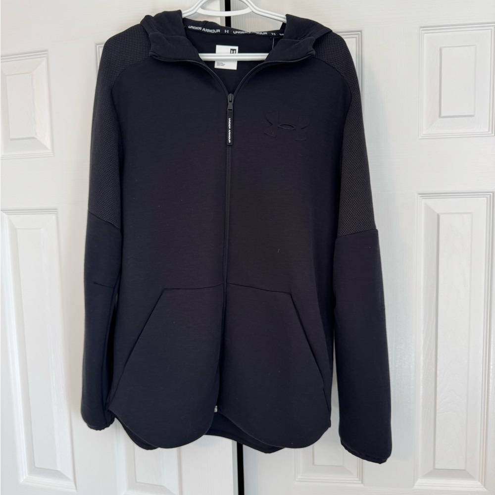 Black Hooded Zip-Up Sweater